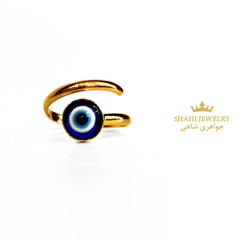 18k Solid Gold Evil Eye Ring Handmade - Ring