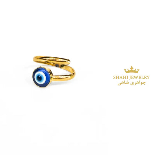 18k Solid Gold Evil Eye Ring Handmade - Ring