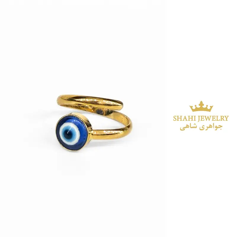 18k Solid Gold Evil Eye Ring Handmade - Ring