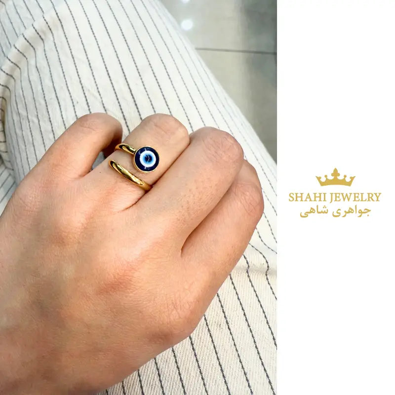 18k Solid Gold Evil Eye Ring Handmade - Ring