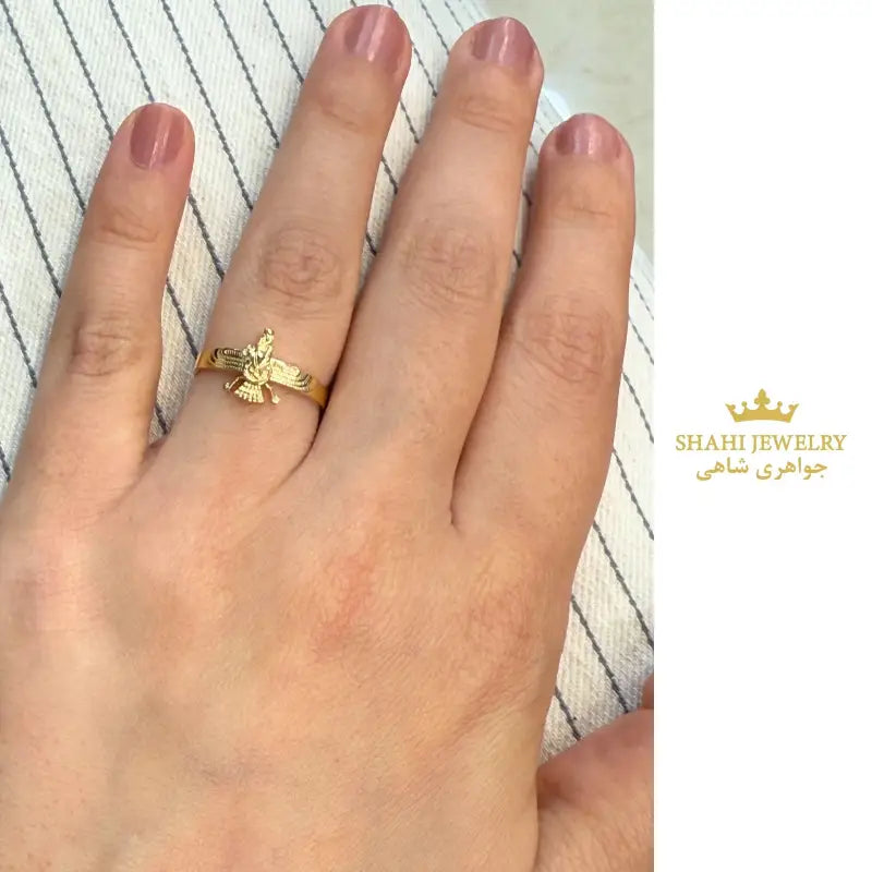 18k Solid Gold Farvahar Ring • Persian Zoroastrian Symbol