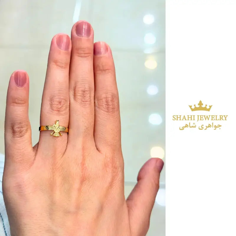 18k Solid Gold Farvahar Ring • Persian Zoroastrian Symbol