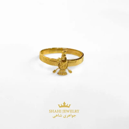 18k Solid Gold Farvahar Ring • Persian Zoroastrian Symbol