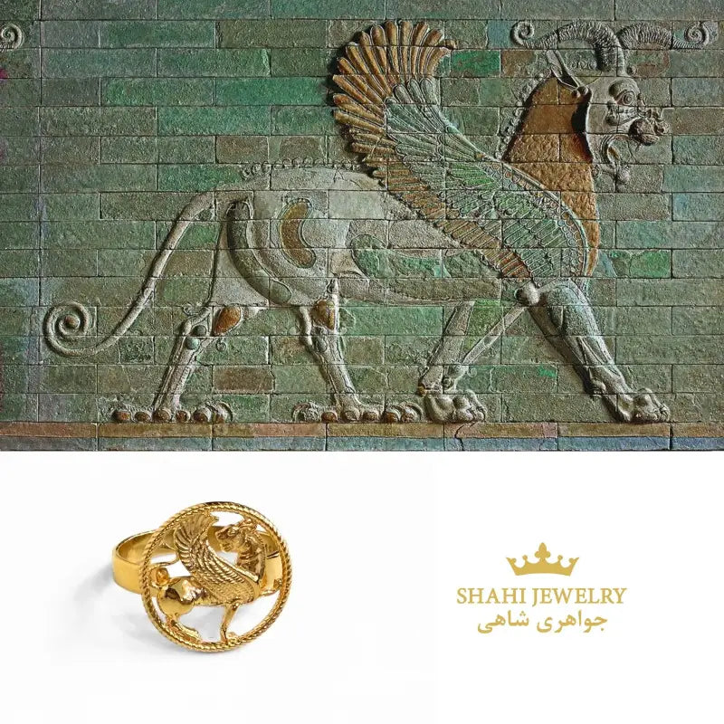 18k Solid Gold Shirdal Ring Persian Zoroastrian Achaemenid