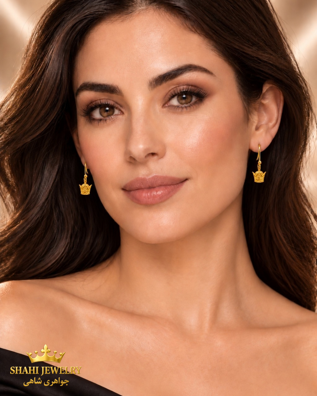 18k Persian Style Royal Crown (Arya Mehr) Earrings