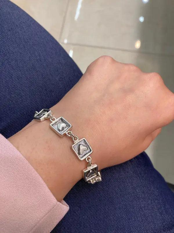 925 Silver Heart Links Bracelet for her - Women’s Jewelry