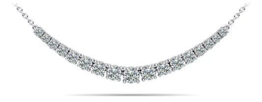 Classic Graduated Gold Tennis Necklace With Chain - White