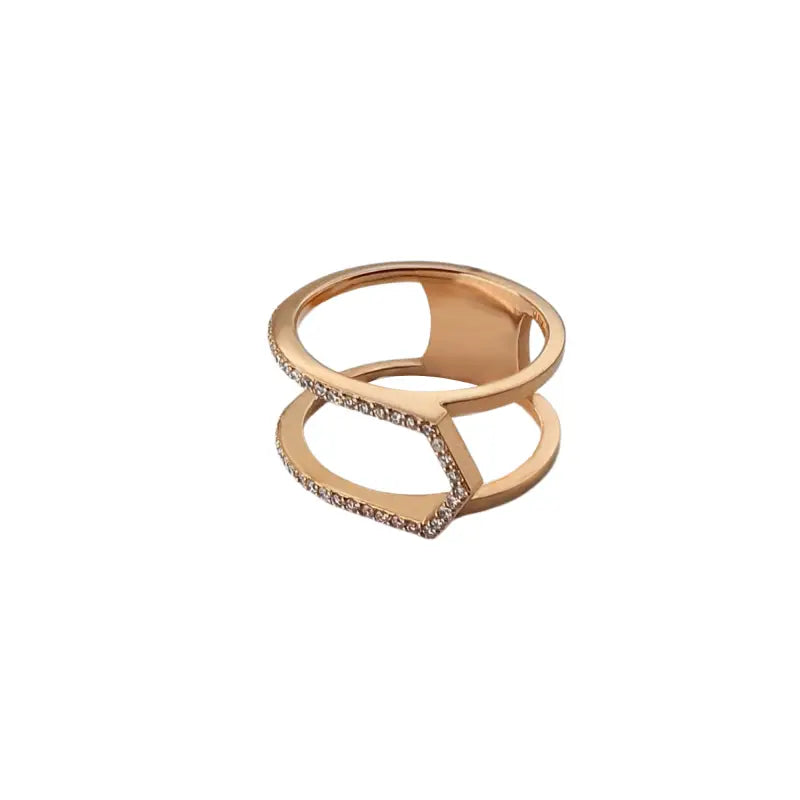 Dainty Double Band Diamond Ring In 18k Rose Gold For ladies