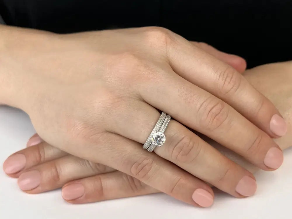 Dazzling Four Row Lab Grown Round Diamond Engagement Ring