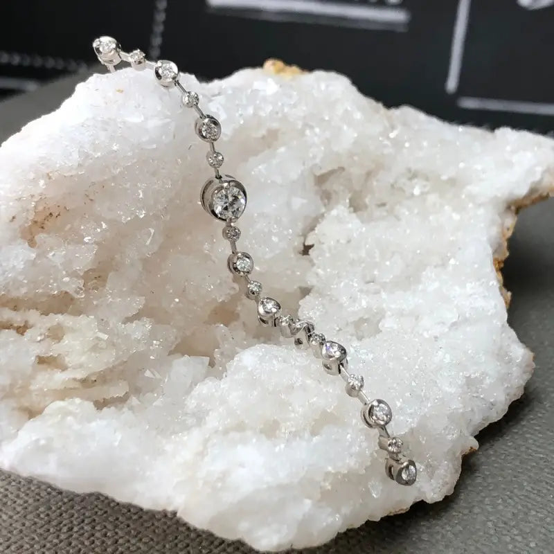 Diamond Drop Earrings in Women’s 18K White Gold Ladies Long