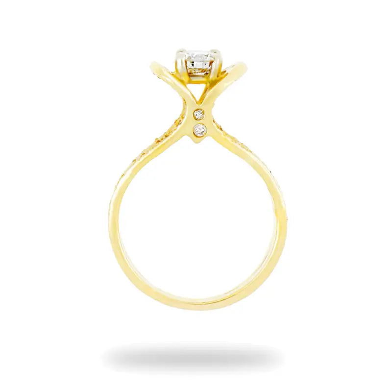 Diamond Engagement Ring in 18k Yellow Gold (Unique Style)