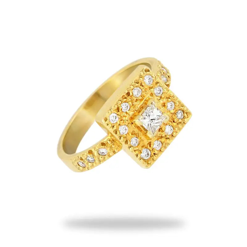 Diamond Engagement Ring Set With 2 Matching Bands in 14k