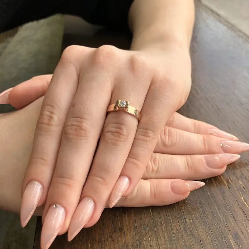 Diamond Solitaire Ring In 18K Rose Gold for Ladies