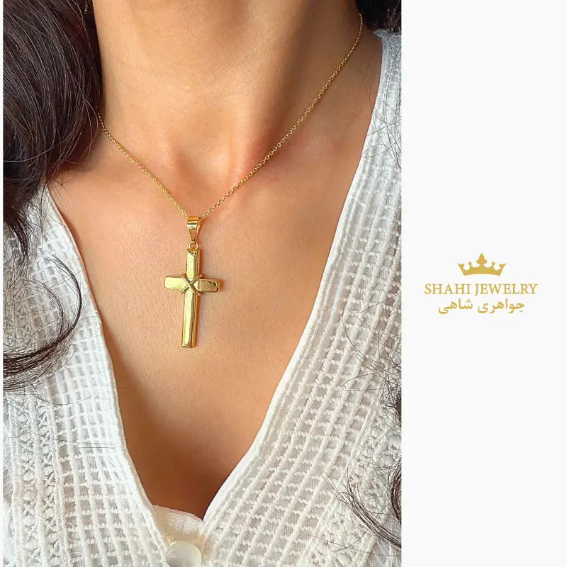 Elegant 18K Gold Cross Pendant Necklace - PENDANTS