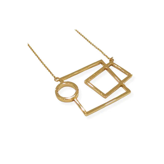 Geometric Shape Statement Necklace in 18K Yellow Solid Gold