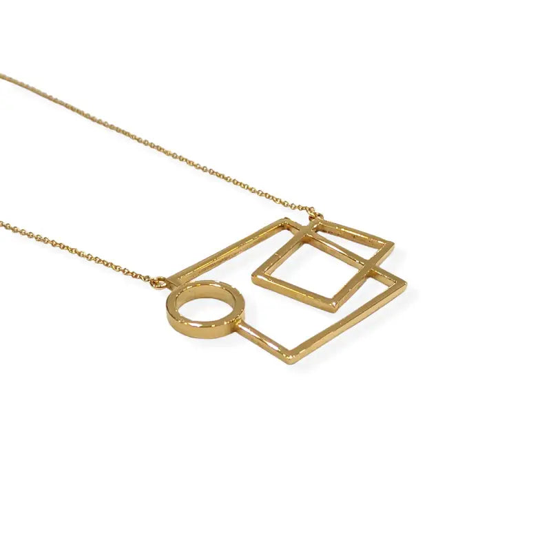 Geometric Shape Statement Necklace in 18K Yellow Solid Gold