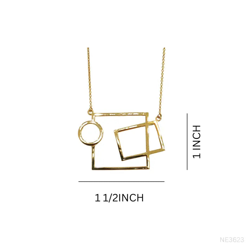 Geometric Shape Statement Necklace in 18K Yellow Solid Gold