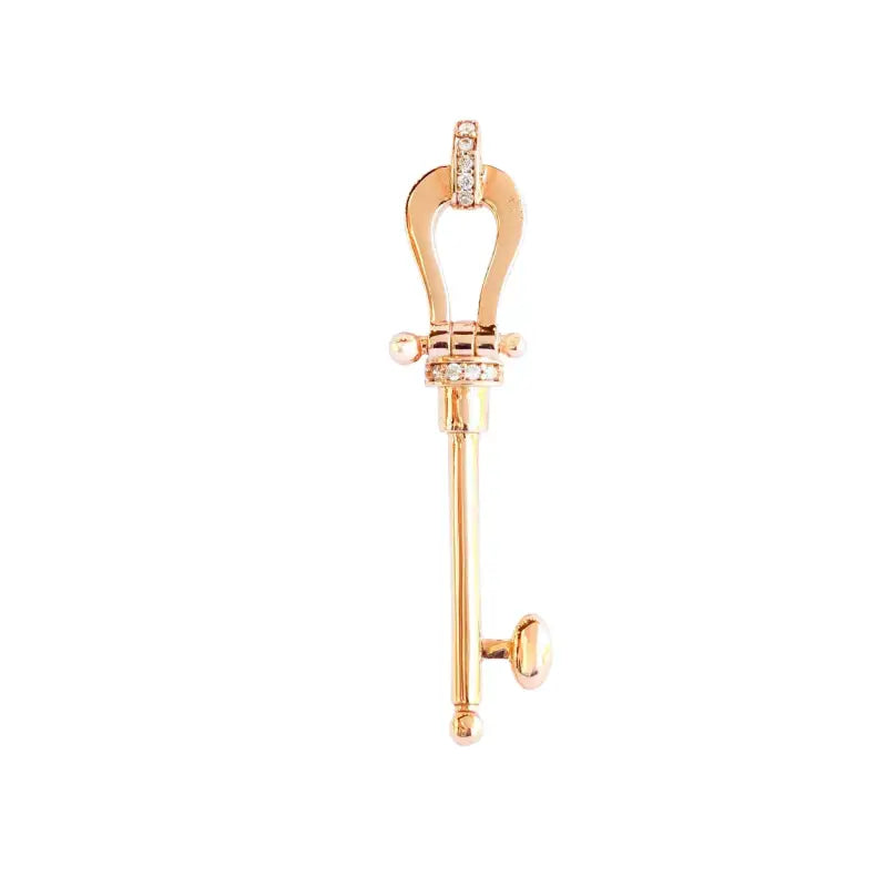 18K Rose Gold Statement Key Pendant with CZ