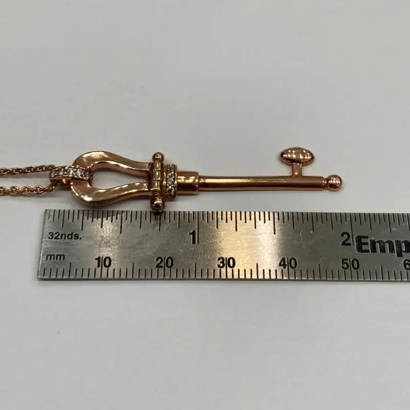 18K Rose Gold Statement Key Pendant with CZ