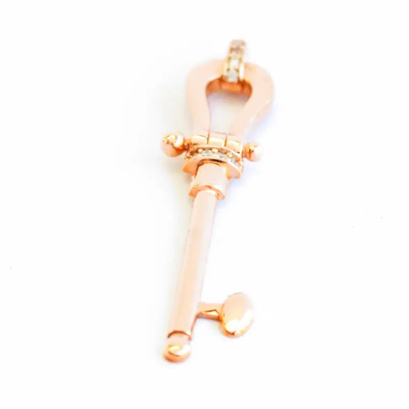 18K Rose Gold Statement Key Pendant with CZ