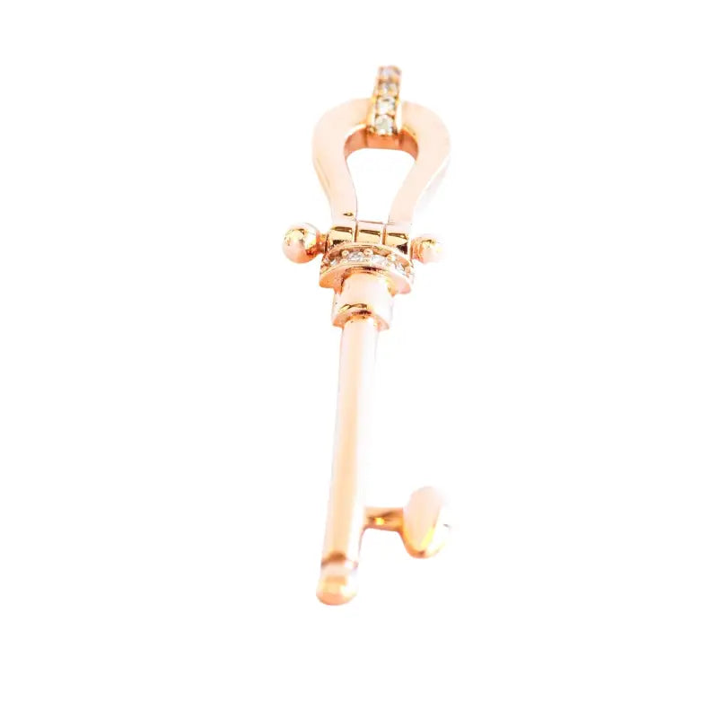 18K Rose Gold Statement Key Pendant with CZ