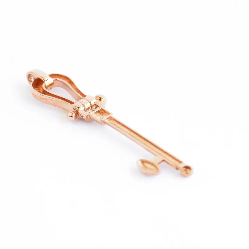 18K Rose Gold Statement Key Pendant with CZ