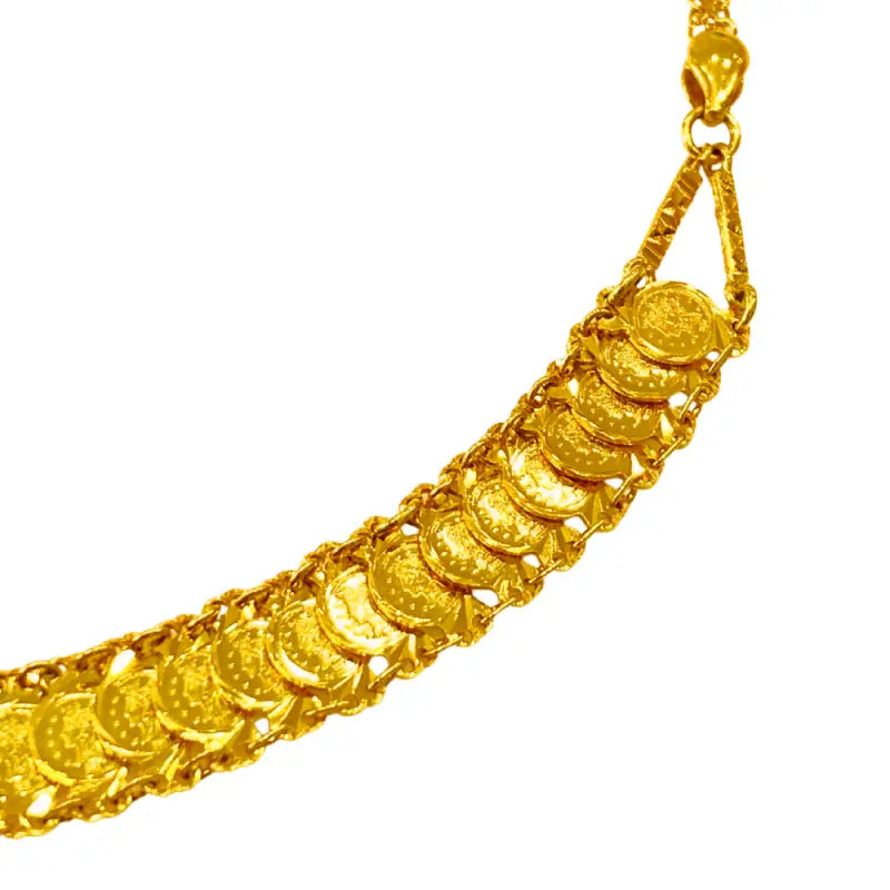 Ladies coin necklace in 18k yellow gold - NECKLACE