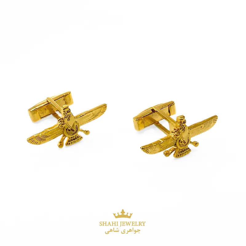 Zoroastrian Faravahar 925 Silver Gold Plated Cufflinks