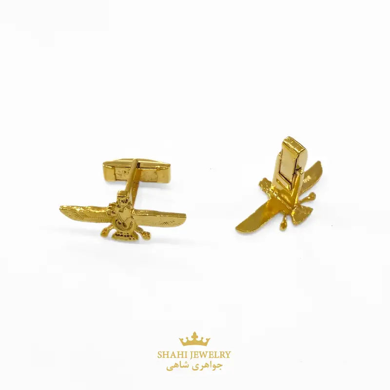 Zoroastrian Faravahar 925 Silver Gold Plated Cufflinks