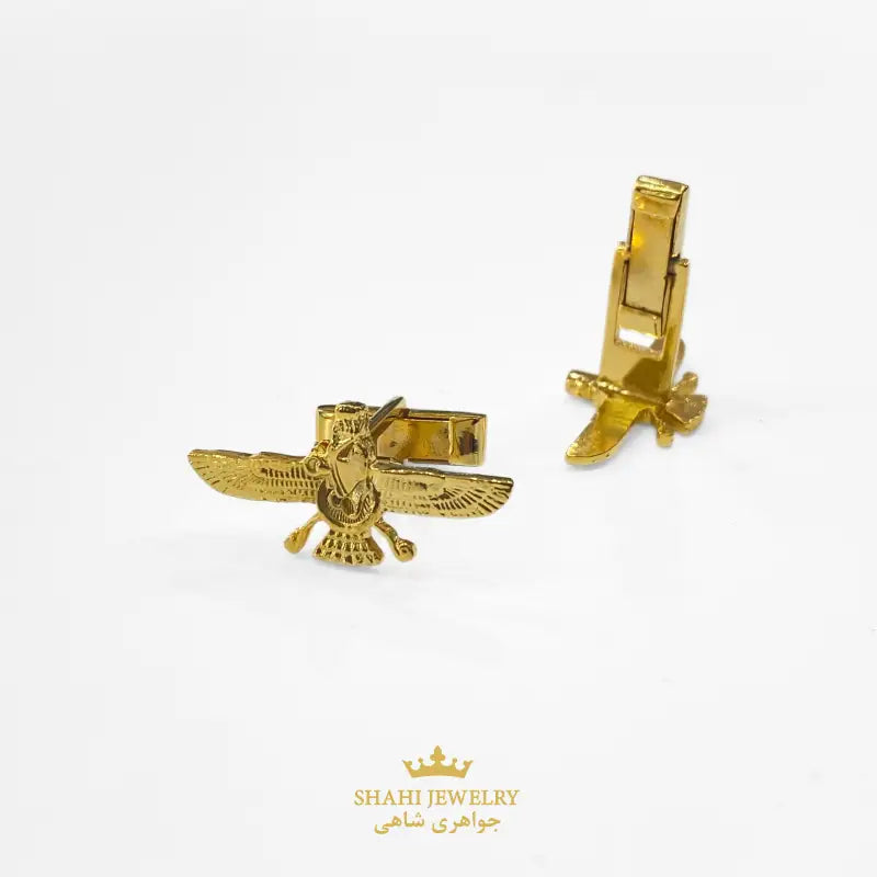 Zoroastrian Faravahar 925 Silver Gold Plated Cufflinks