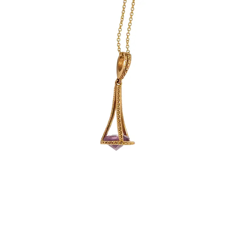 Amethyst Pendant in 18k Yellow Gold - Women’s Jewelry