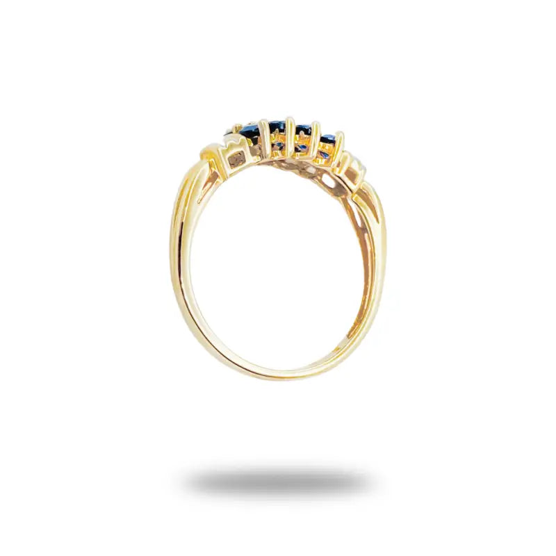 Beautiful 10k Sapphire and Diamond Yellow and White Gold