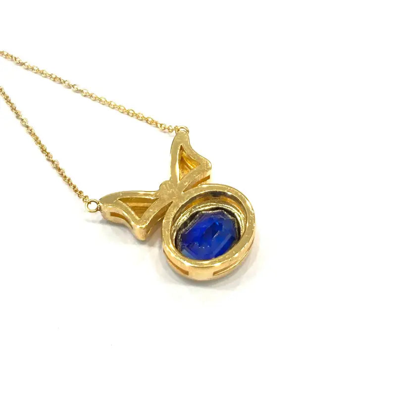 Bow Necklace Sapphire Necklace Cute Bow Necklace 18K Solid