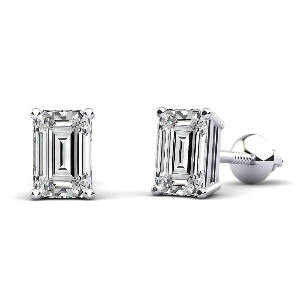 14K White Gold Classic Solitaire Stud Earrings, Screwback 2mm