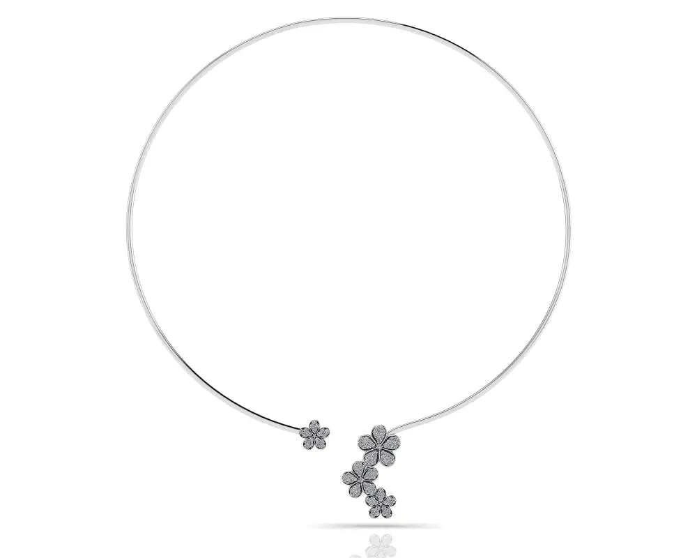 Diamond Flower Choker in 14K or 18K Yellow or White Gold -