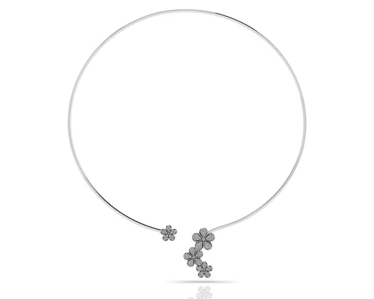 Diamond Flower Choker in 14K or 18K Yellow or White Gold -