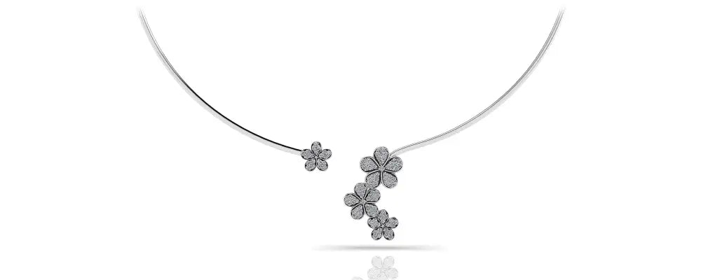 Diamond Flower Choker in 14K or 18K Yellow or White Gold -
