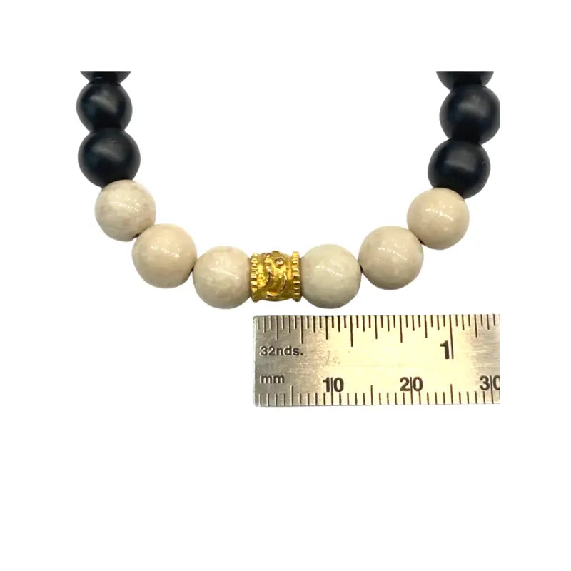 Onyx Men’s Bracelet with 18K Yellow Gold Detailed Bead -