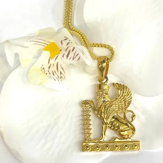 Persian Winged Lion Pendant Persian Style Jewelry 925 Silver