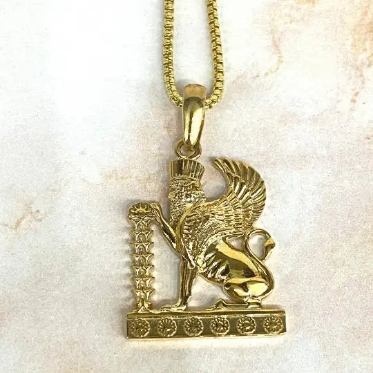 Persian Winged Lion Pendant Persian Style Jewelry 925 Silver