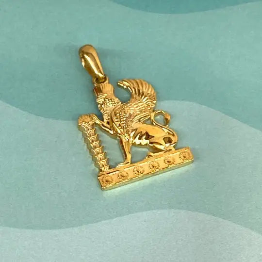 Persian Winged Lion Pendant Persian Style Jewelry 925 Silver