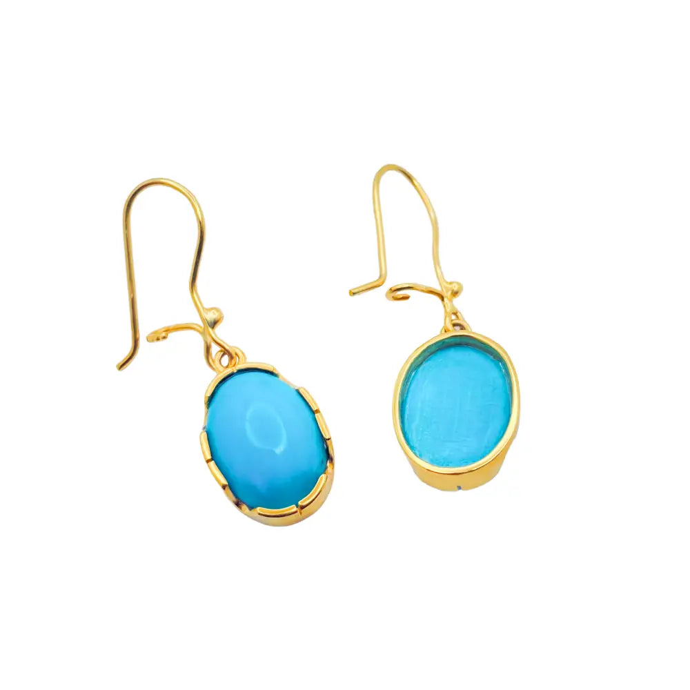 Turquoise Earrings in 18K Yellow Gold For Her - Gold Jewelry