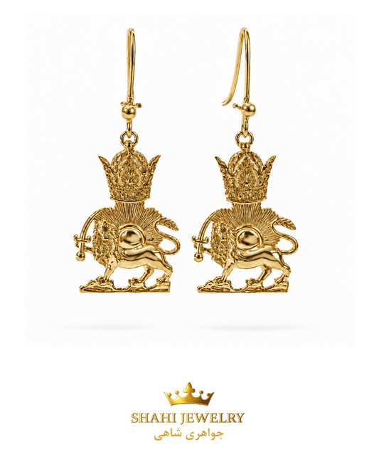18K Gold Lion and Sun Earrings