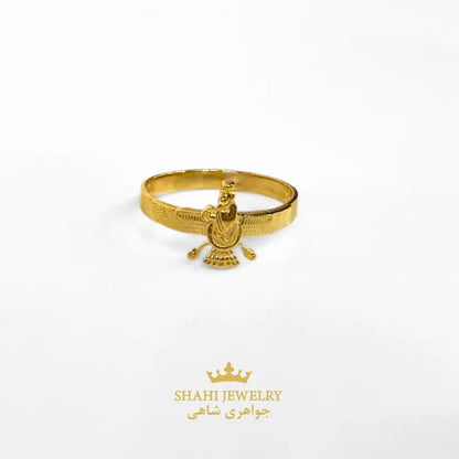 18k Solid Gold Farvahar Ring • Persian Zoroastrian Symbol