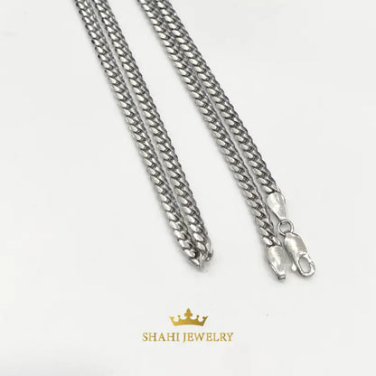 18K Solid White Gold Miami Cuban Link Chain | Premium