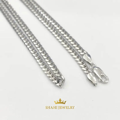 18K Solid White Gold Miami Cuban Link Chain | Premium