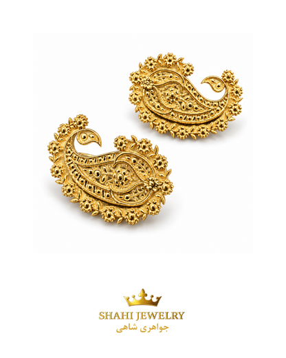 18K Solid Gold Persian Paisley Earrings