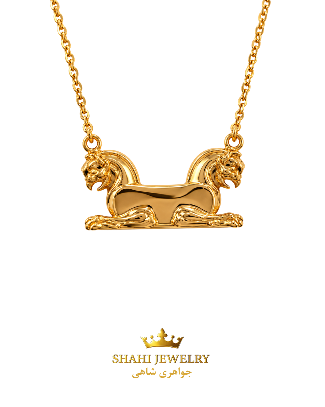 18K Huma Bird, Griffin Statuary Necklace ,Takhte Jamshid, Persepolis Necklace