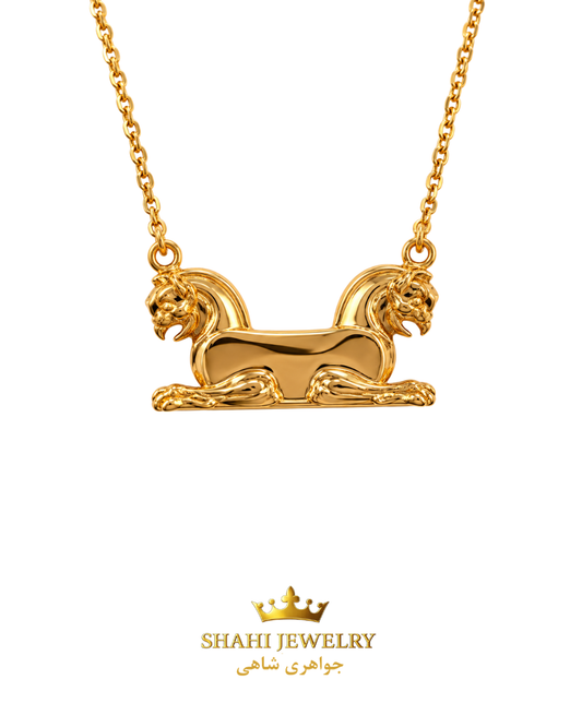 18K Huma Bird, Griffin Statuary Necklace ,Takhte Jamshid, Persepolis Necklace
