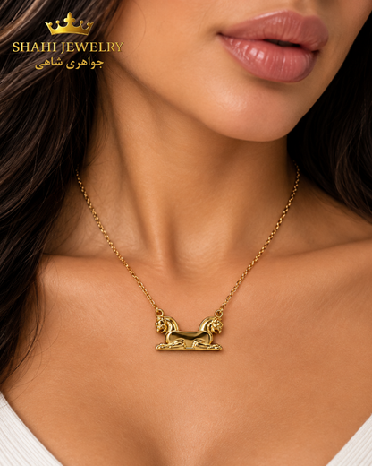 18K Huma Bird, Griffin Statuary Necklace ,Takhte Jamshid, Persepolis Necklace